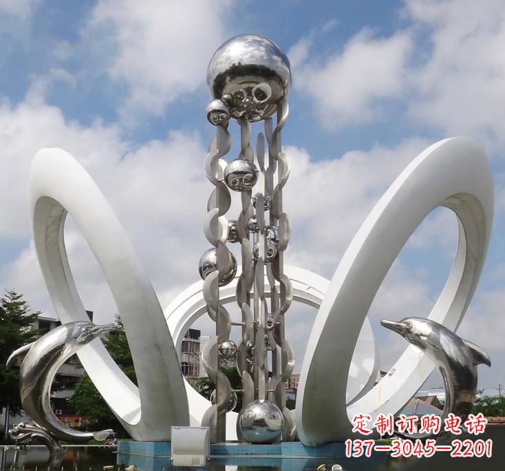 内江不锈钢城市艺术海豚雕塑美丽的海洋守护者