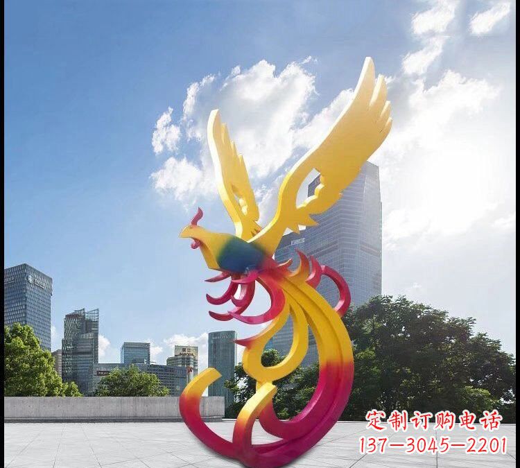 内江不锈钢抽象彩色凤凰雕塑