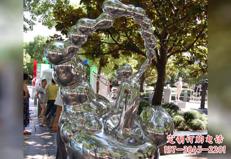 内江不锈钢抽象吹泡泡的儿童雕塑