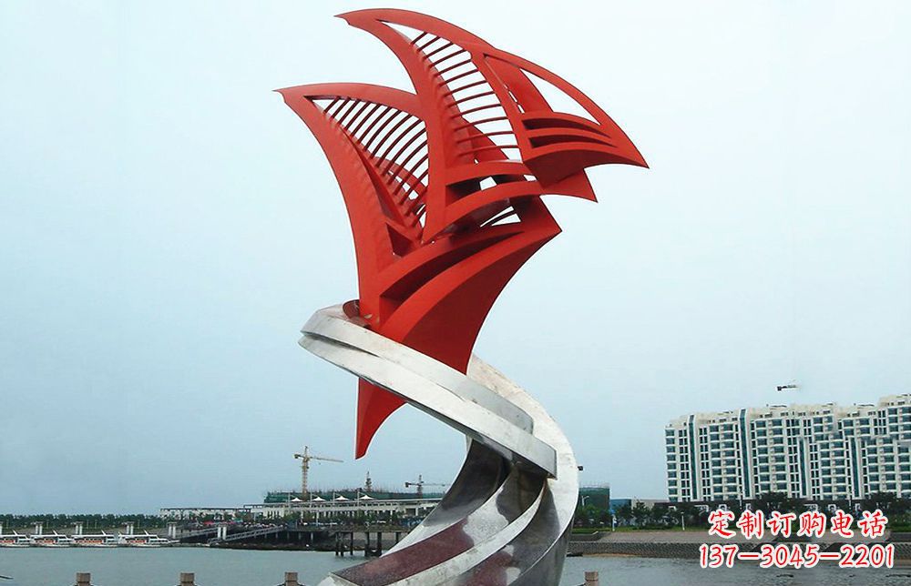 内江海洋之舟——不锈钢抽象帆船海边景观雕塑