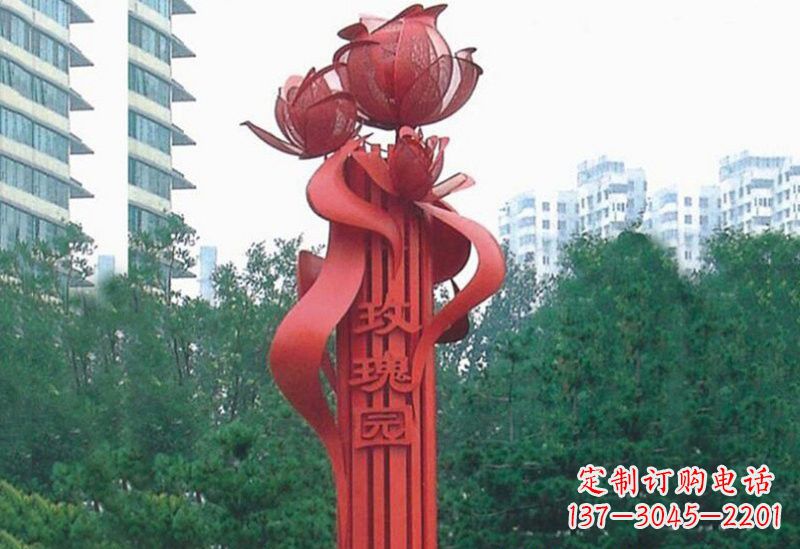 内江不锈钢玫瑰雕塑精美而优雅