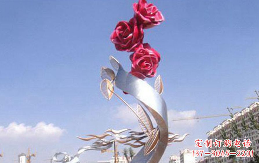 内江不锈钢抽象玫瑰花景观雕塑