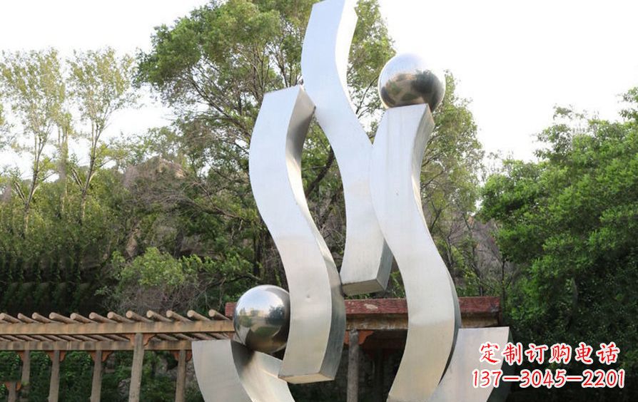 内江不锈钢飘带雕塑美化小区景观