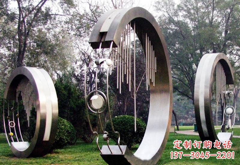 内江不锈钢圆环雕塑——聆听之美