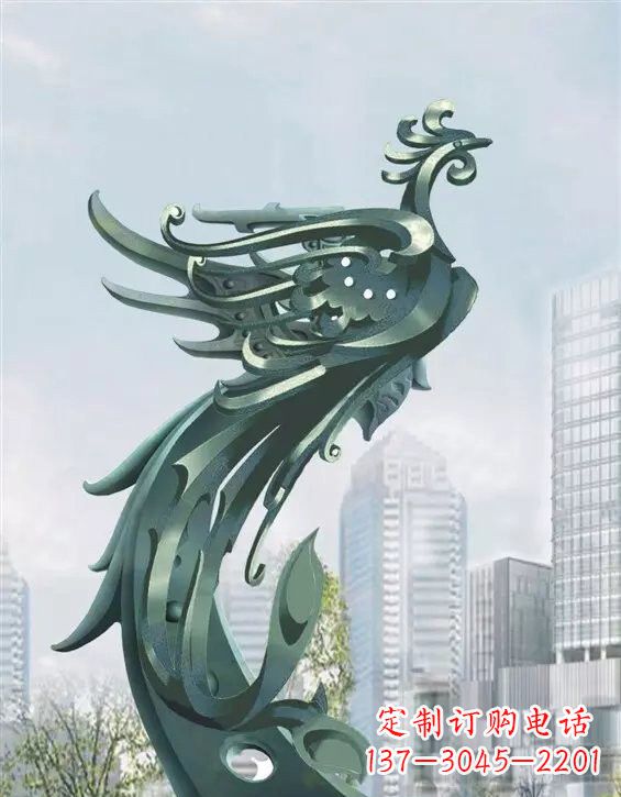 内江不锈钢大型凤凰雕塑美丽而神秘