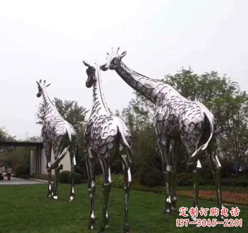 内江精美的不锈钢大型长颈鹿雕塑