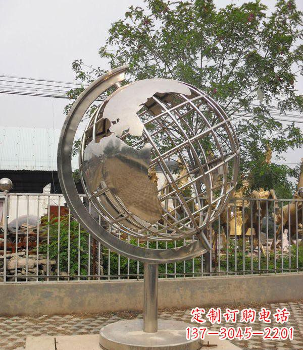 内江精美不锈钢地球仪雕塑点缀校园美景