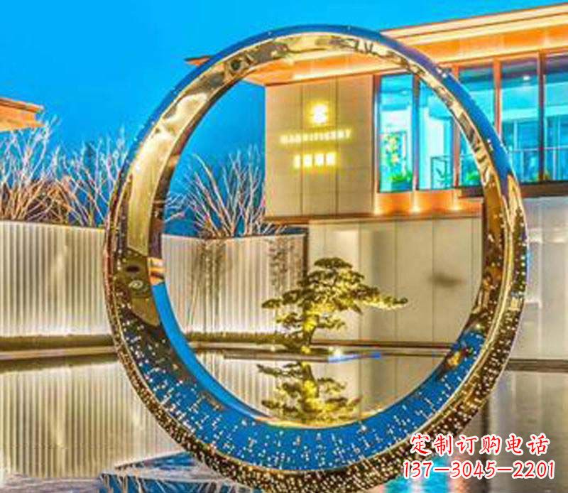 内江精美不锈钢灯饰圆环雕塑