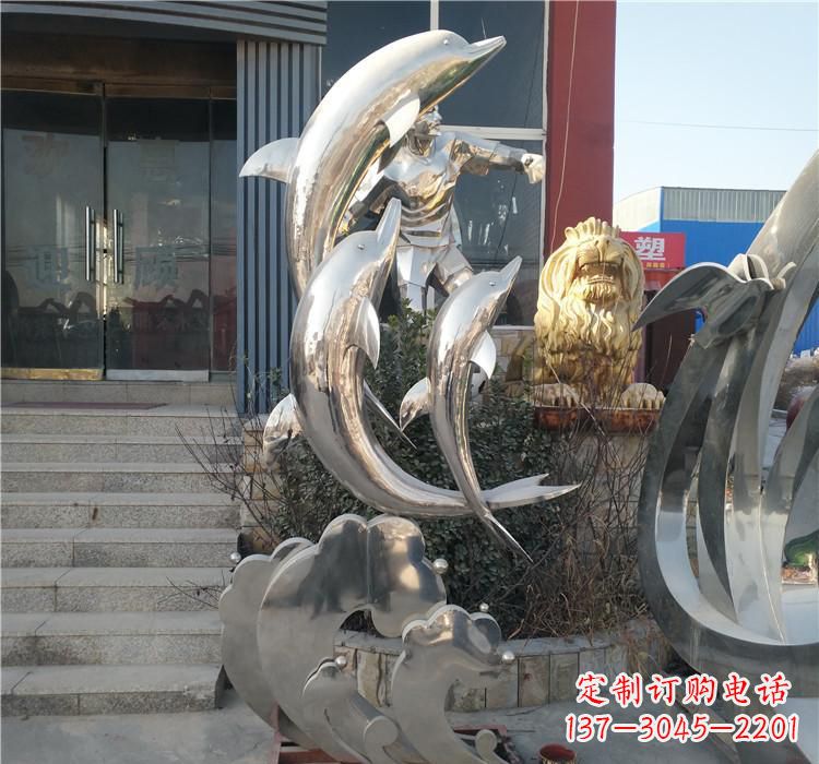 内江不锈钢海豚雕塑——精美外观,传递环保理念