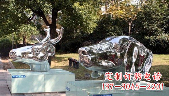 内江动物十二生肖头像不锈钢雕塑