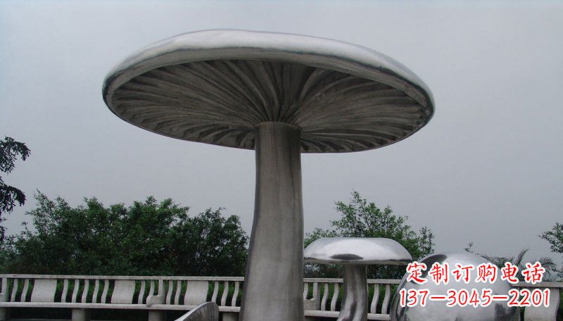 内江不锈钢仿真蘑菇凉亭雕塑