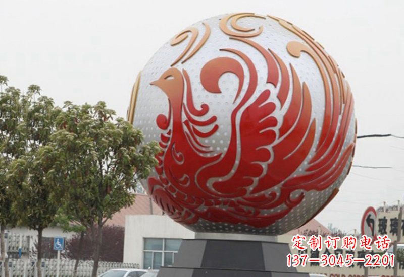 内江不锈钢凤凰浮雕圆球雕塑精美雕塑把艺术带到生活中