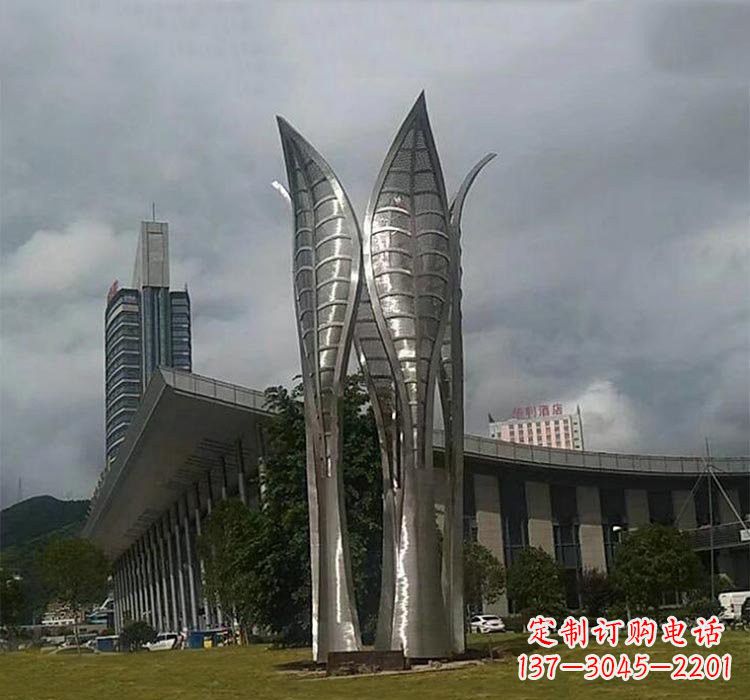 内江不锈钢公园大型抽象树叶雕塑