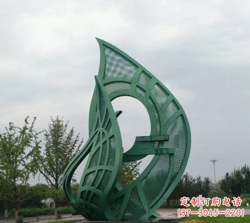 内江不锈钢公园大型镂空树叶雕塑