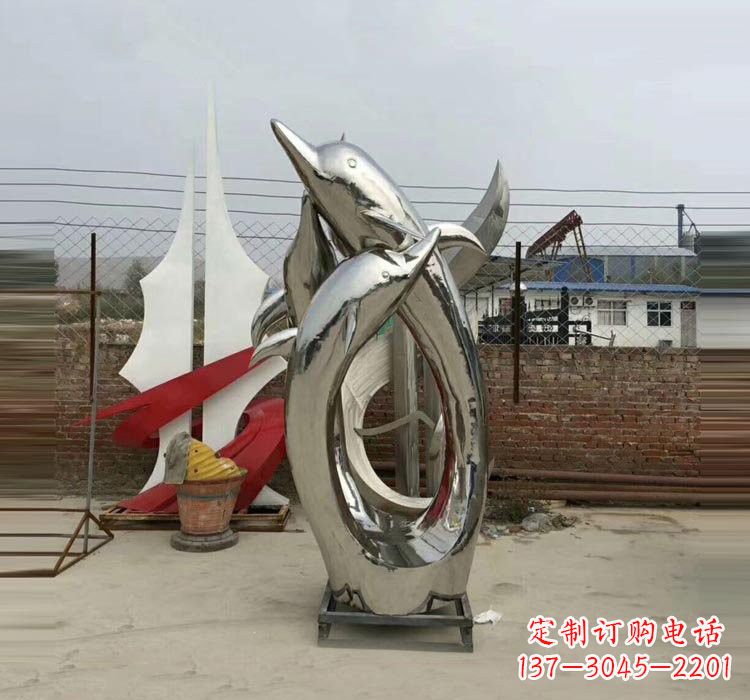 内江不锈钢海豚雕塑——象征着动物自由的象征