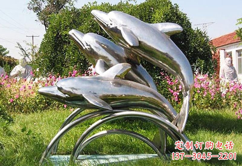 内江不锈钢海豚雕塑——点亮公园的精灵