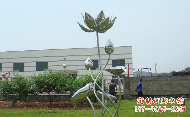 内江不锈钢公园荷花雕塑 (2)