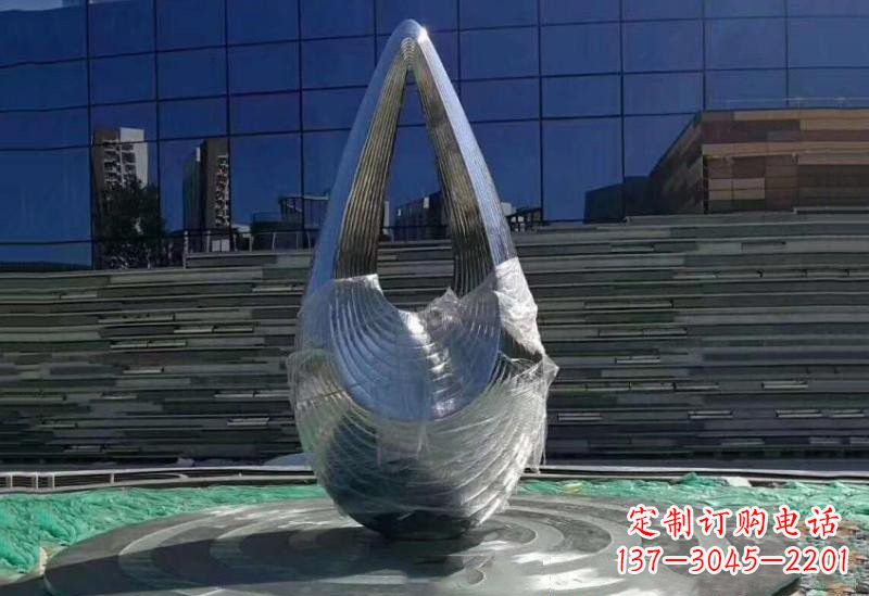 内江不锈钢空心水滴雕塑美丽的艺术之作