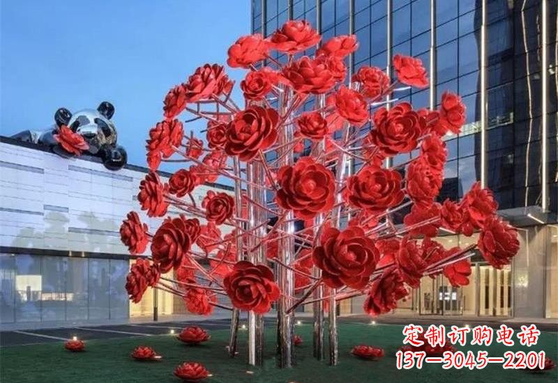 内江不锈钢公园玫瑰花树雕塑——让玫瑰长驻公园