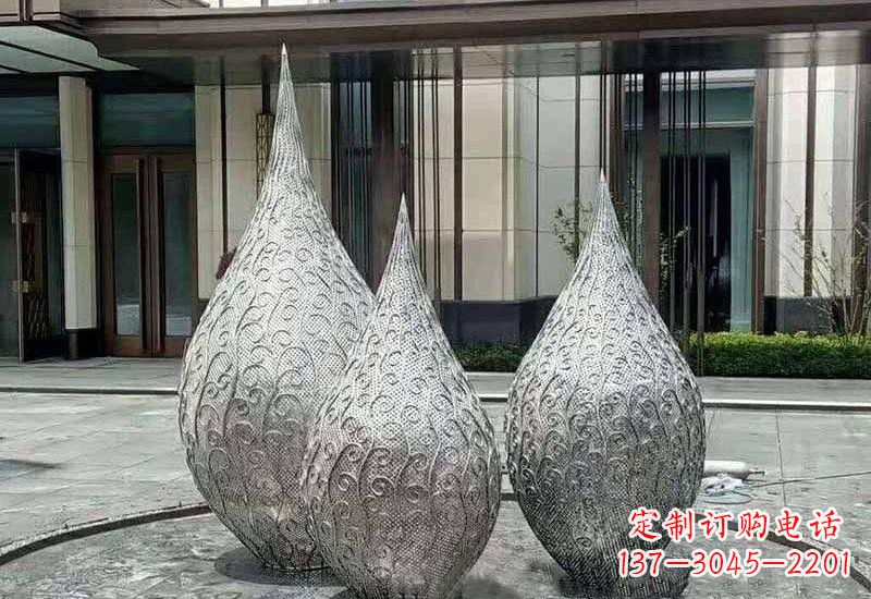 内江不锈钢镂空水滴雕塑精致美观