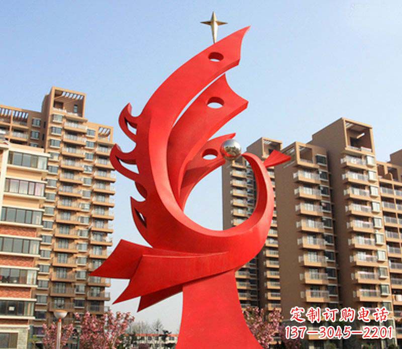 内江凤凰雕塑不锈钢广场的精美景观