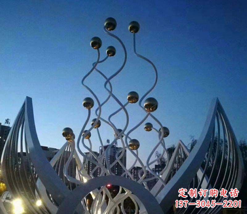 内江不锈钢荷花雕塑美丽的象征