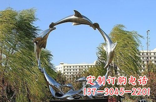 内江不锈钢海豚雕塑 (2)