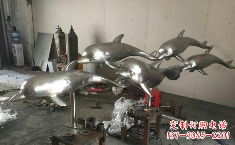 内江不锈钢海豚雕塑 (4)