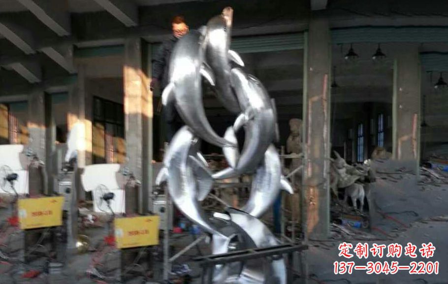 内江不锈钢海豚雕塑 (3)