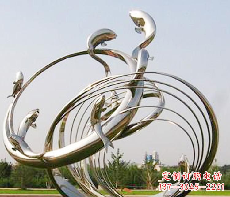 内江不锈钢海豚雕塑12