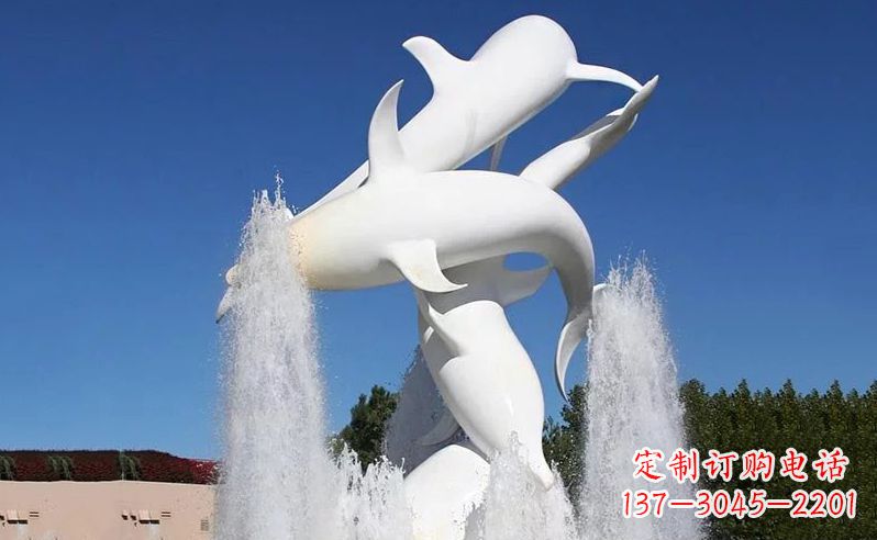 内江不锈钢海豚喷泉雕塑传递海豚的美丽