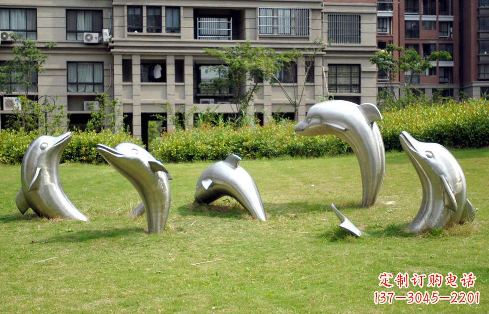 内江不锈钢海豚小区雕塑