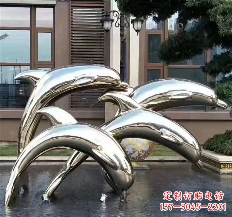 内江不锈钢海洋动物雕塑——海豚
