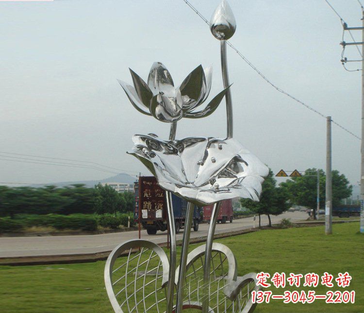 内江不锈钢荷叶荷花公园景观雕塑