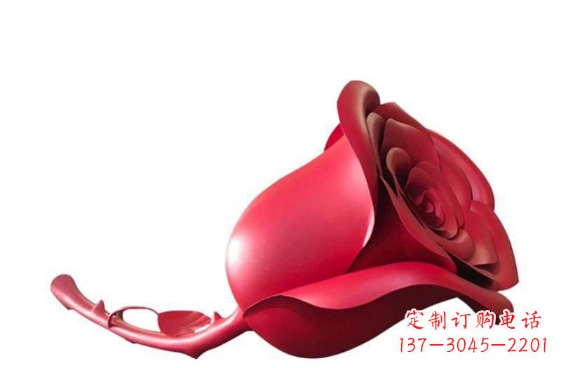 内江不锈钢红玫瑰花朵雕塑