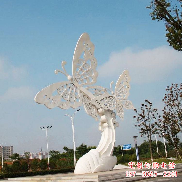 内江不锈钢蝴蝶景观雕塑,公园园林广场动物景观标识