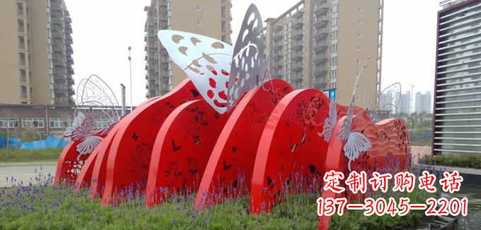 内江不锈钢蝴蝶小区景观雕塑美丽的蝴蝶展翅