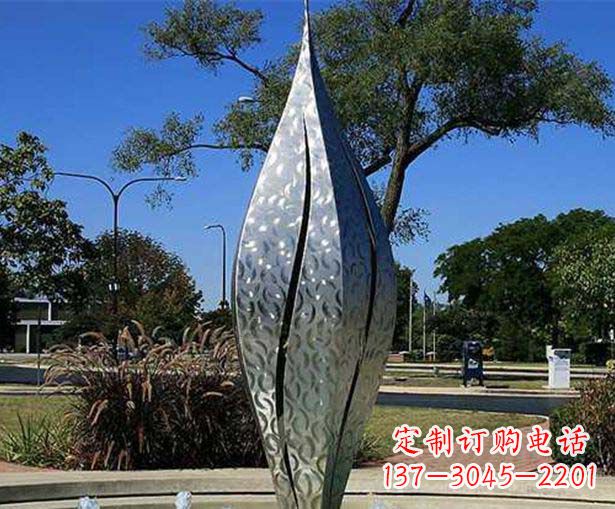 内江不锈钢花骨朵喷泉雕塑精致细节展现精美艺术