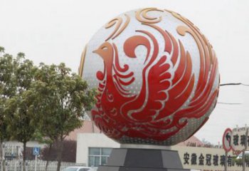 内江不锈钢凤凰浮雕圆球雕塑精美雕塑把艺术带到生活中