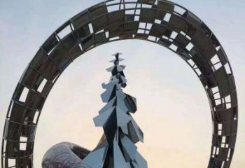 内江不锈钢松树祥云雕塑