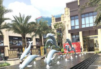 内江精美海豚喷泉，点缀城市企业街道
