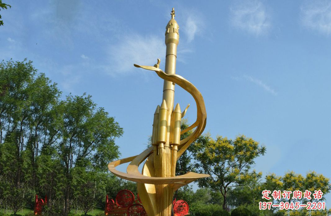 内江火箭飞向蓝天不锈钢火箭广场景观雕塑