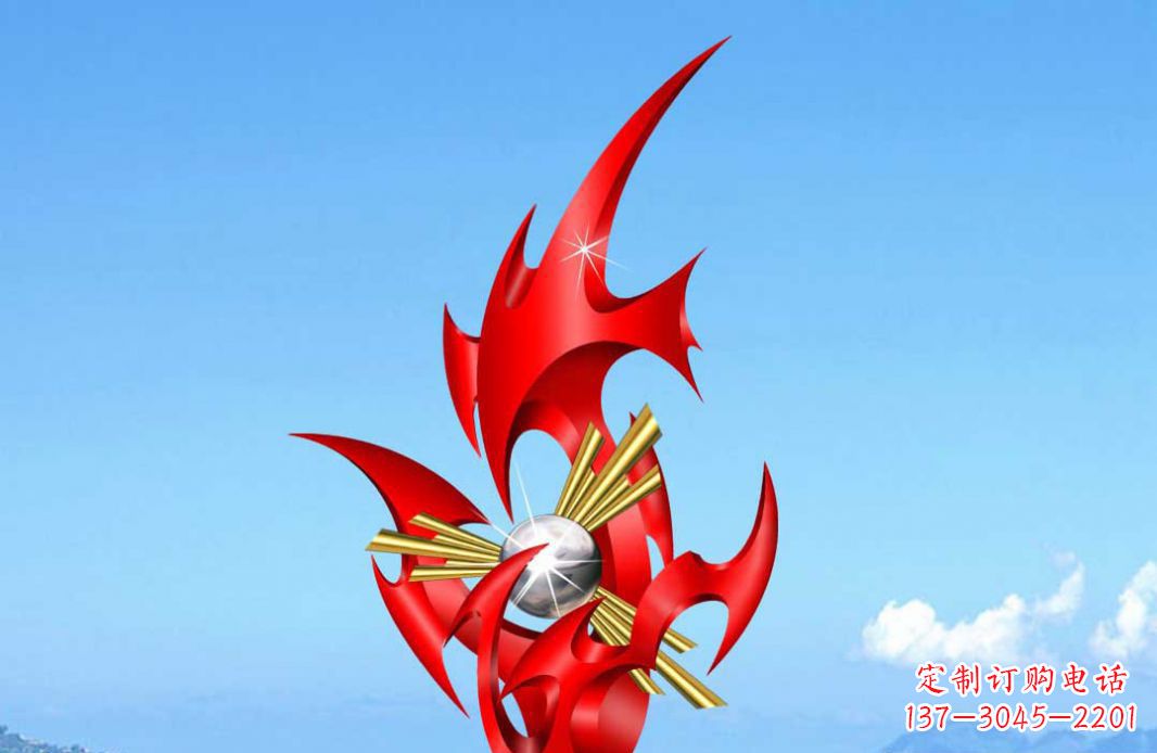 内江不锈钢火苗抽象景观雕塑给城市添彩