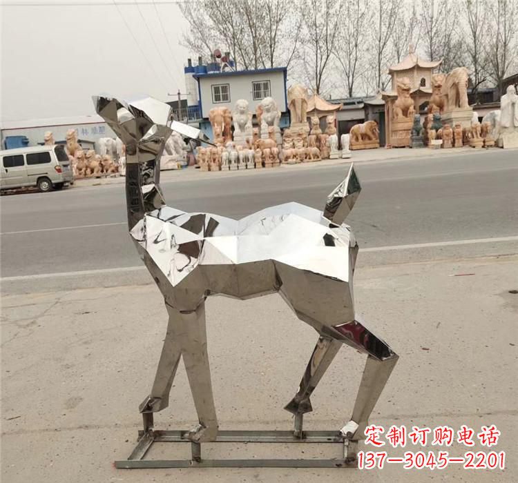内江不锈钢几何小鹿雕塑精美艺术品