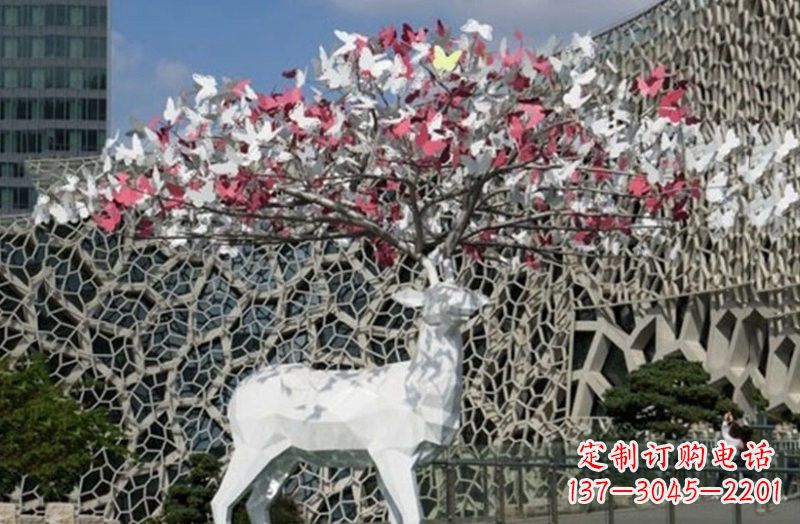 内江不锈钢几何小鹿雕塑精致之美
