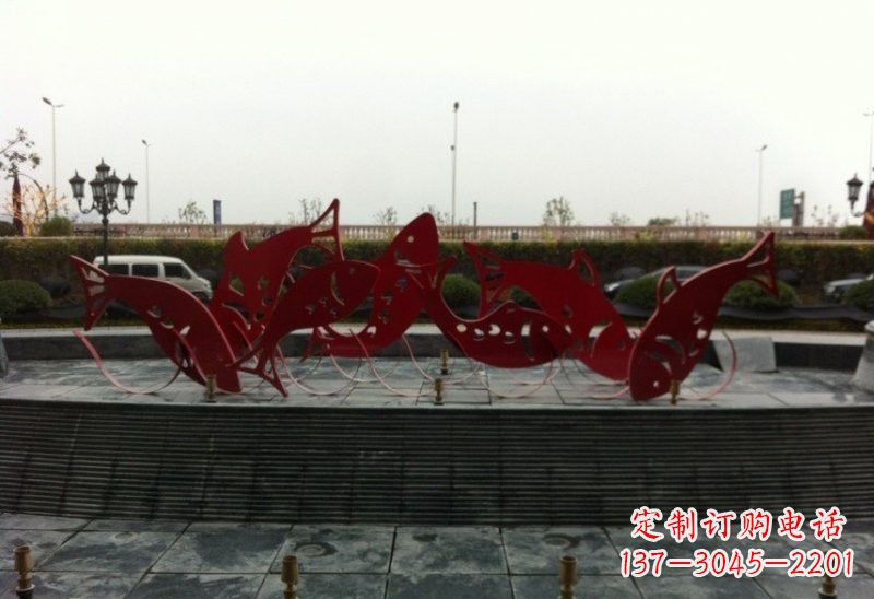 内江不锈钢剪纸红鲤鱼雕塑