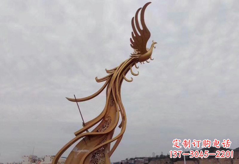 内江不锈钢金凤凰雕塑2