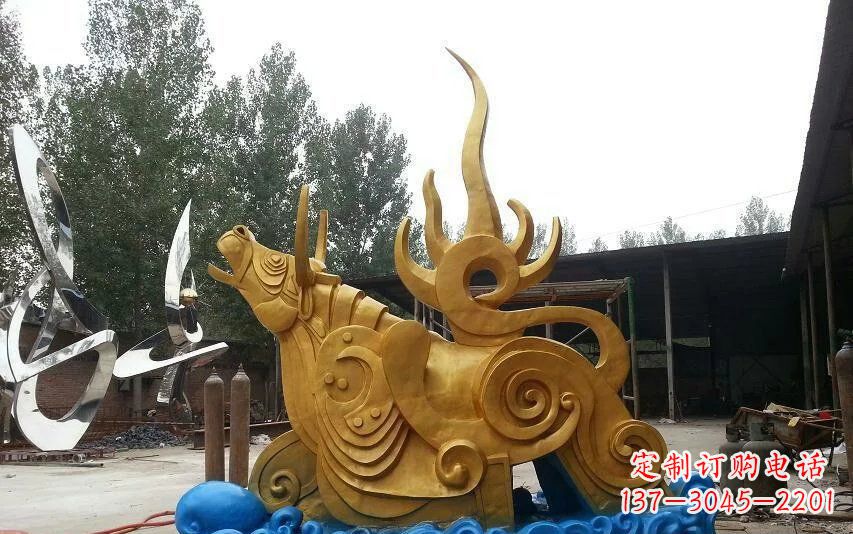 内江不锈钢金牛卧波雕塑——传承文化的艺术瑰宝