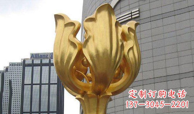 内江不锈钢金色紫荆花雕塑