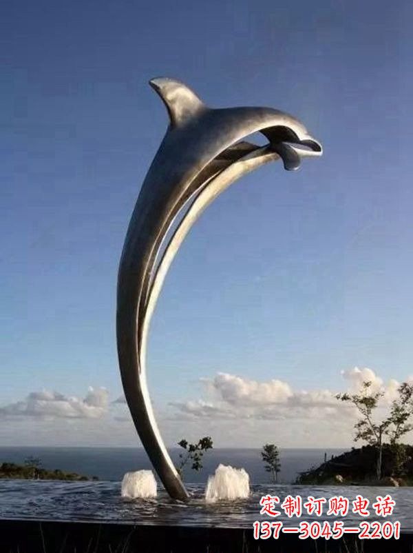 内江不锈钢景区大型抽象海豚雕塑